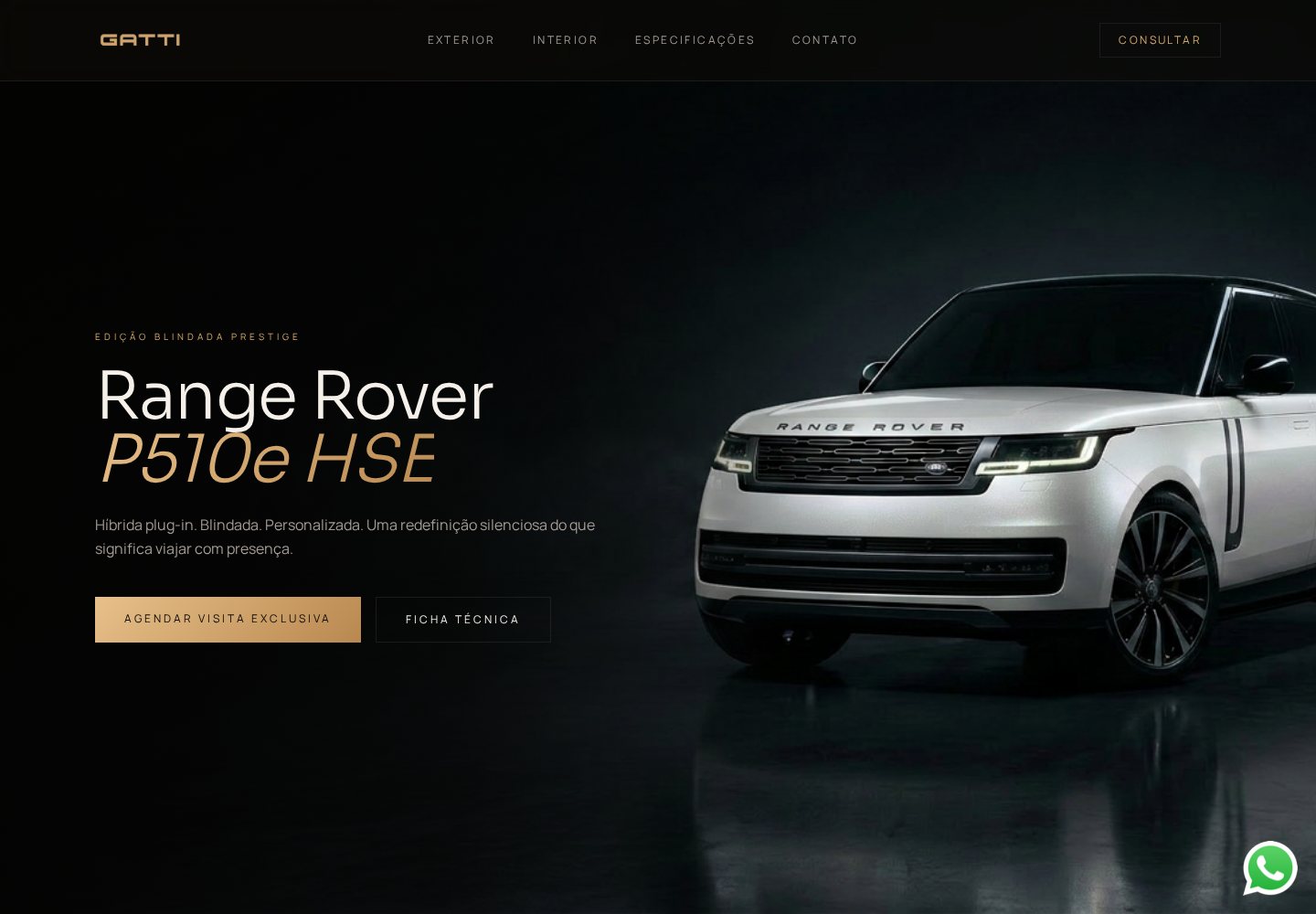 Página inicial de Range Rover P510e