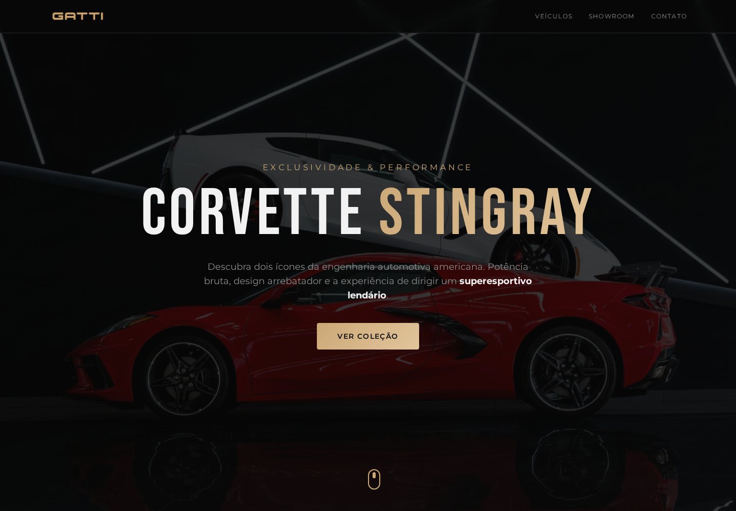 Página inicial de Corvette Stingray