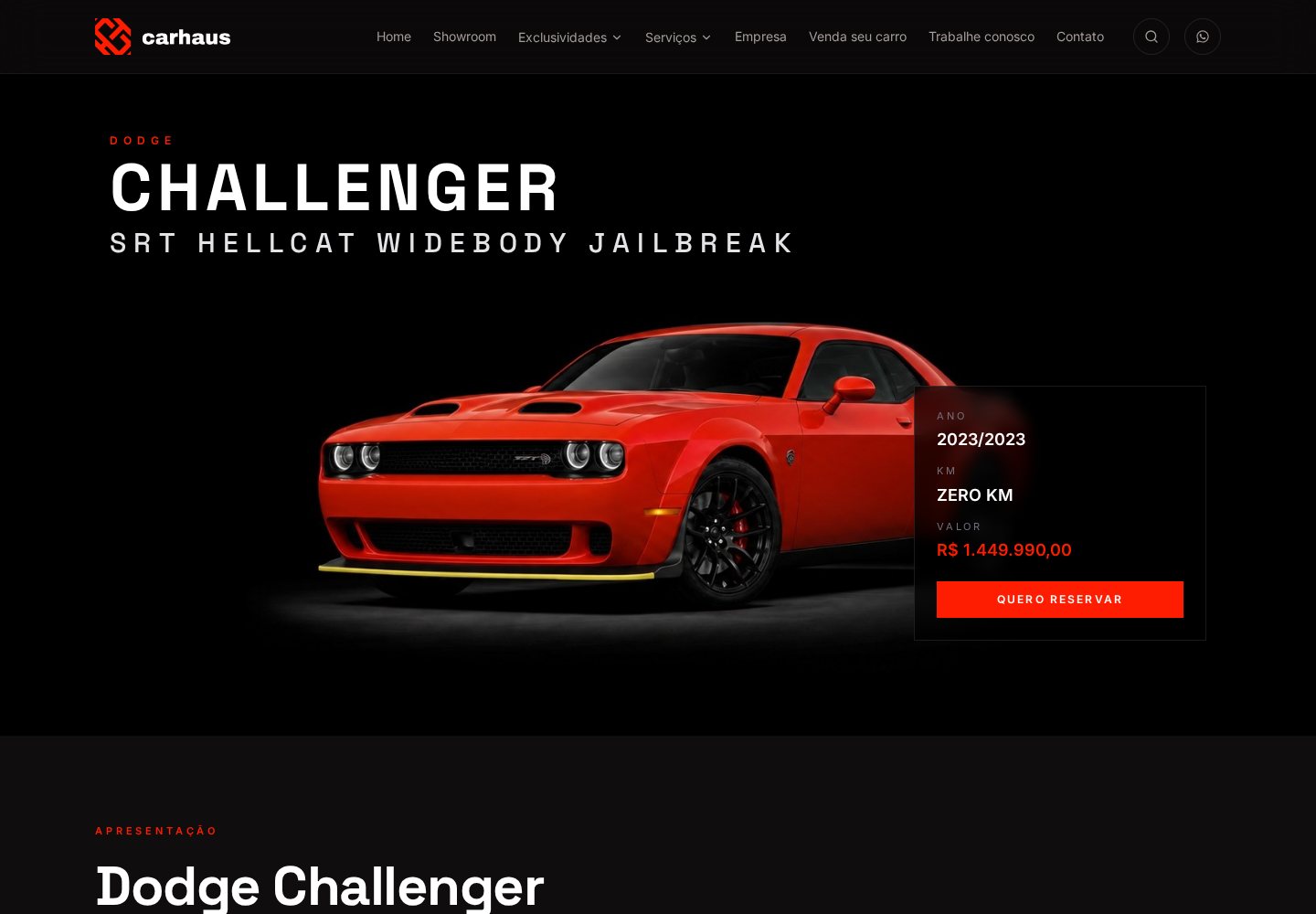 Página inicial de Dodge Challenger